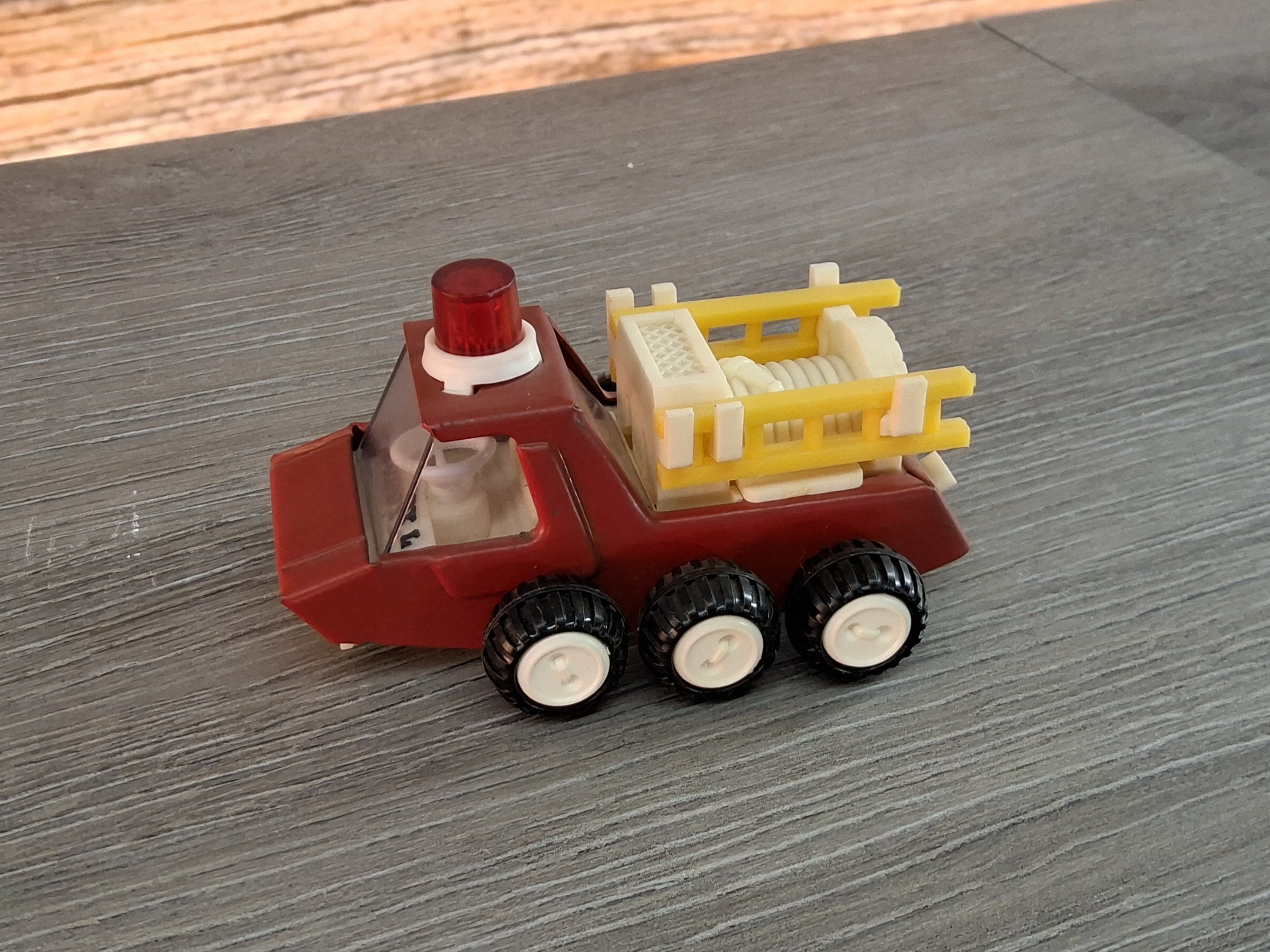 Vintage Buddy L Red Fire Pumper Truck 6-Wheel Plastic Toy with Siren Light