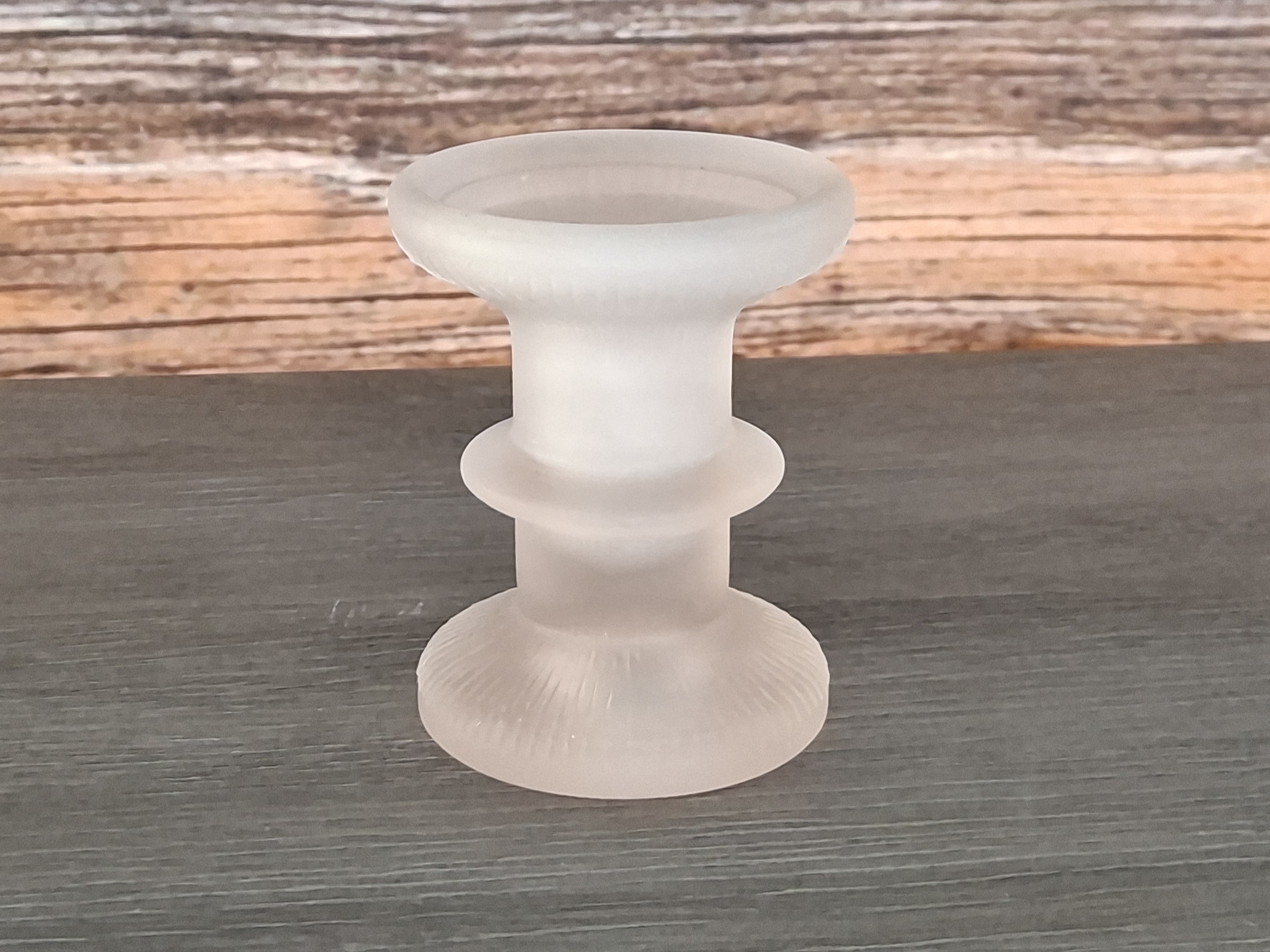 Small Frosted Glass Candlestick Holder Votive Fluted Base Vintage Style