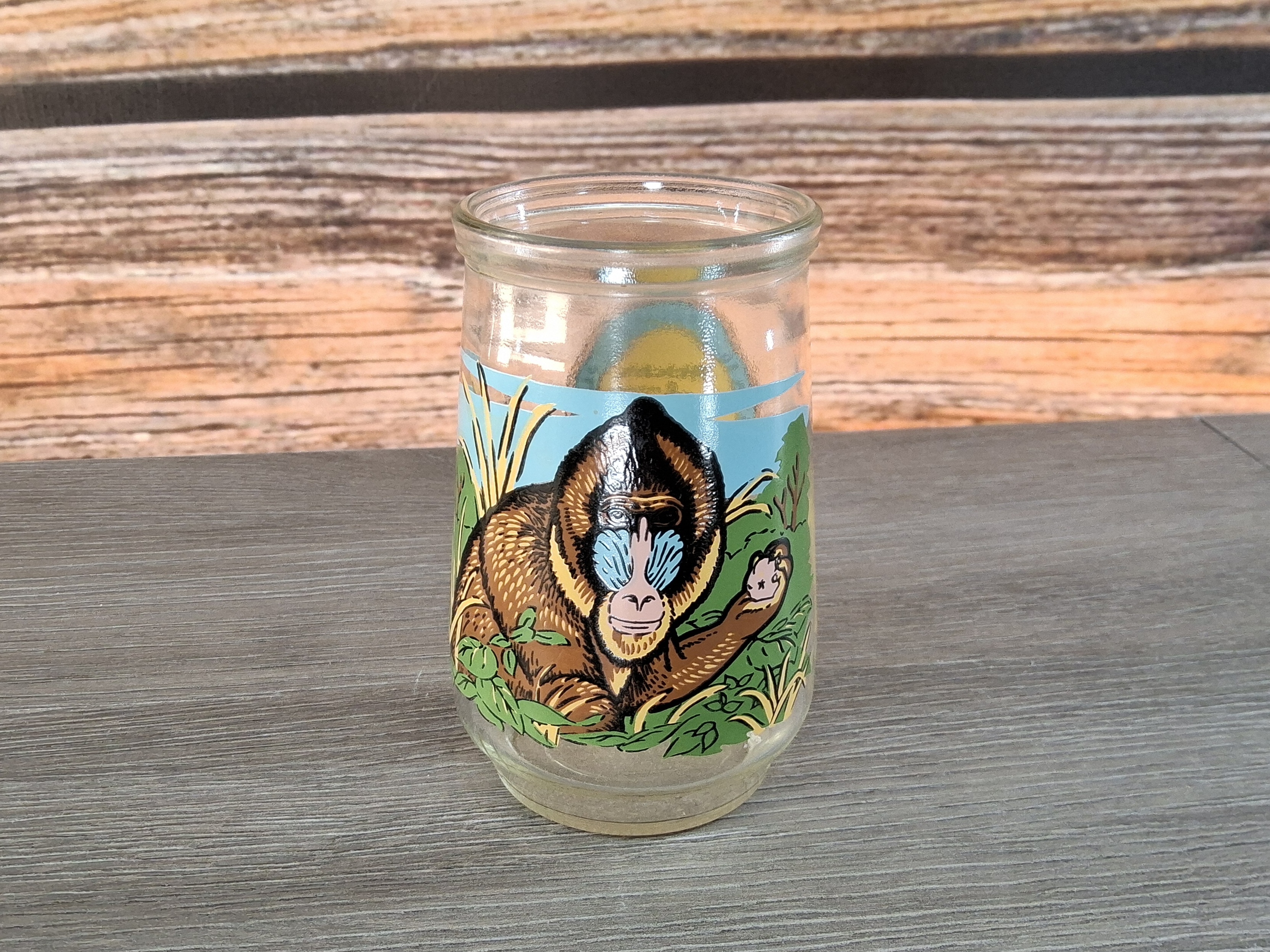 Vintage Welch's Jelly Jar Mandrill Monkey World Wildlife Fund Endangered