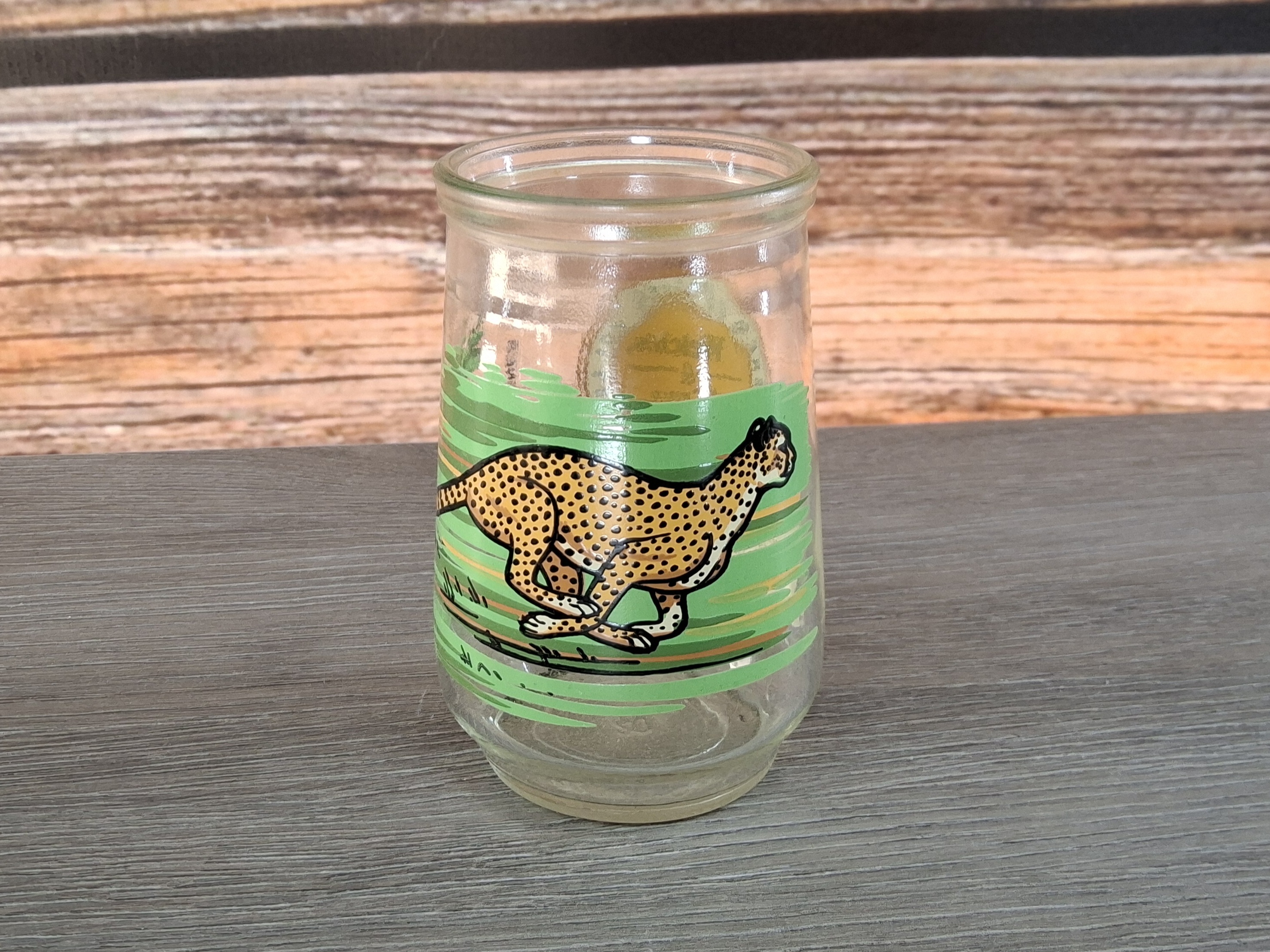 Vintage Welch's Jelly Jar Cheetah World Wildlife Fund Endangered