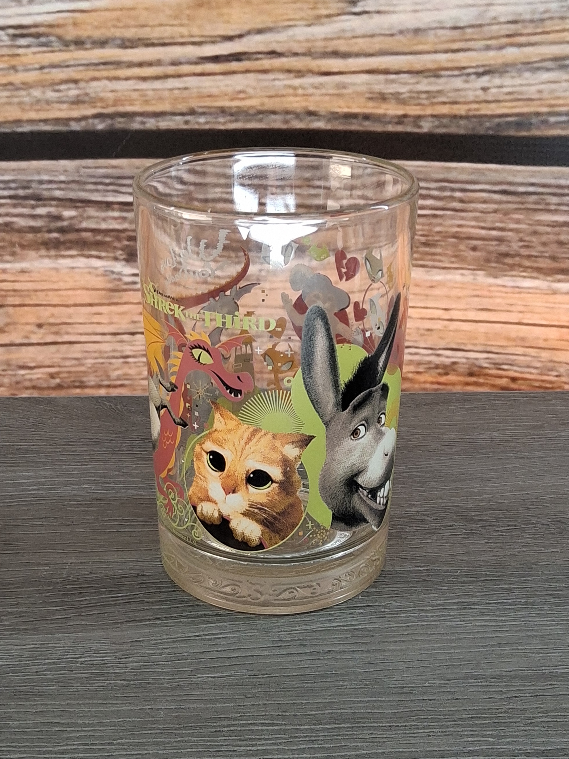 Vintage 2007 McDonald's Shrek 3 Puss in Boots Donkey Collector Glass