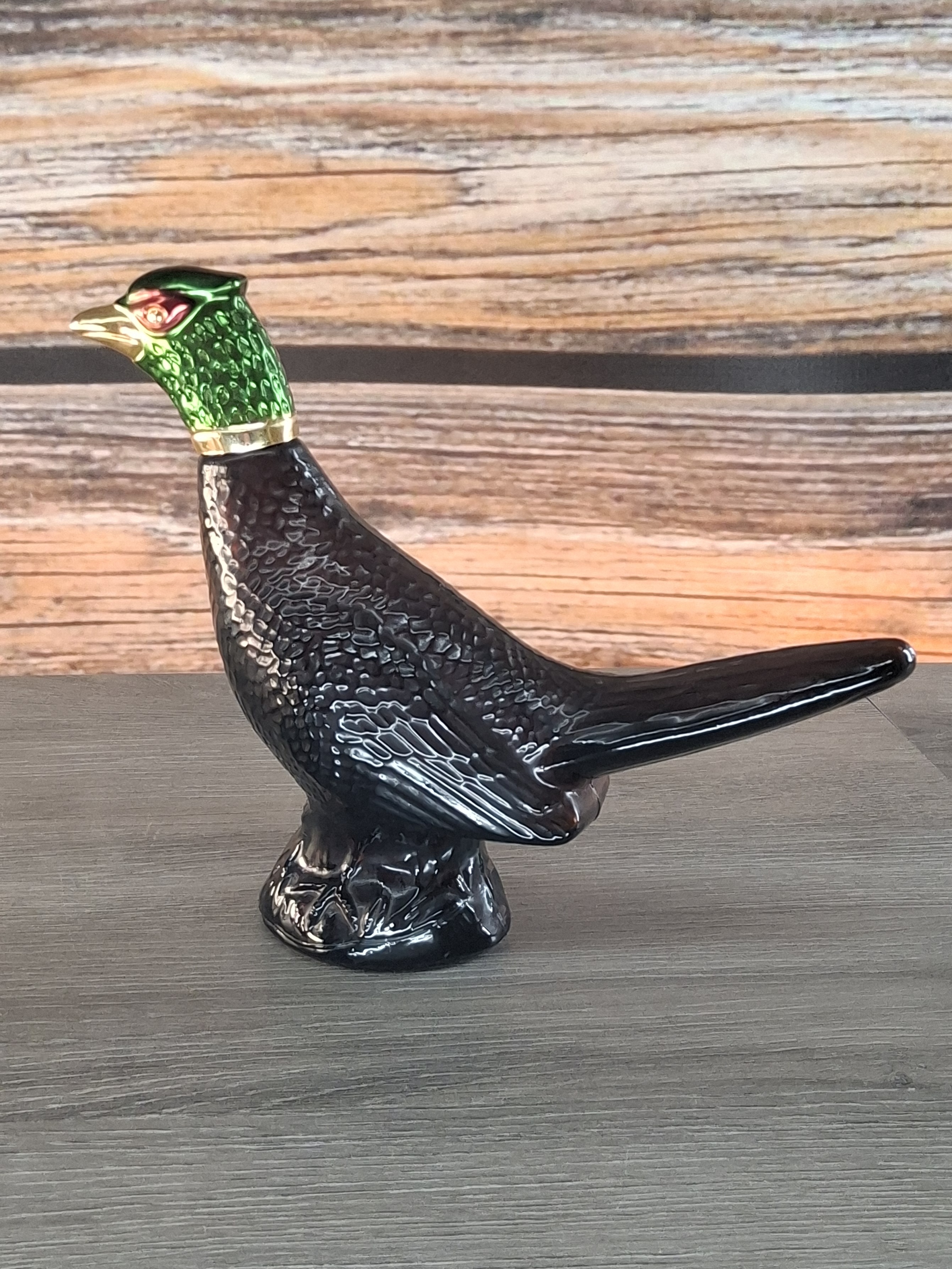 Vintage Avon Pheasant Decanter 5 oz Black Green Glass After Shave