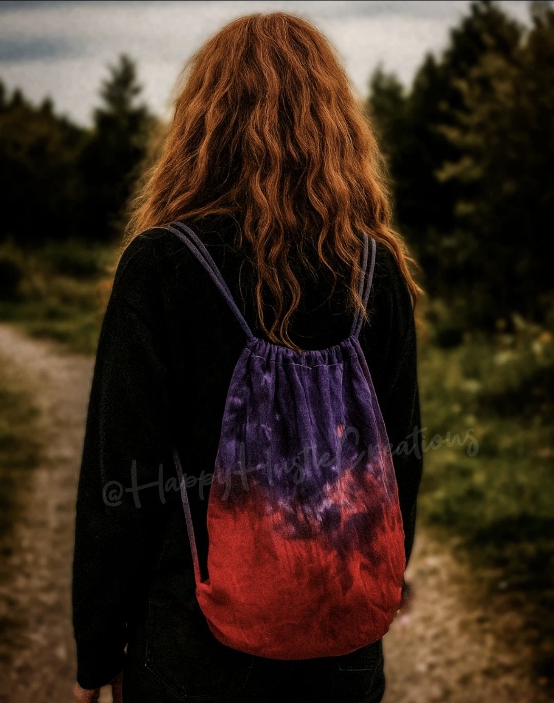 Hand dyed Tie-Dye Drawstring bag