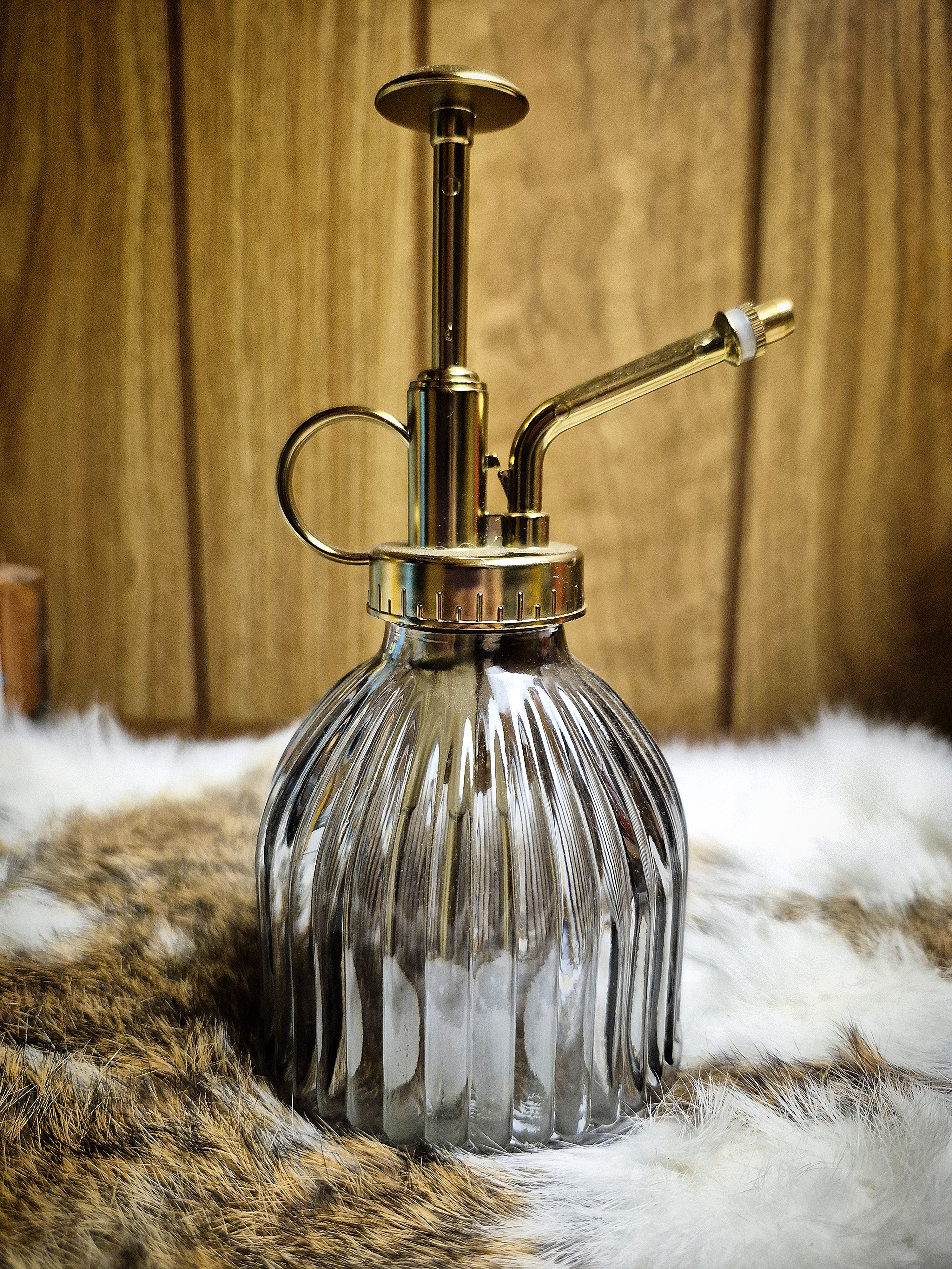 Grey glass plant mister bottle