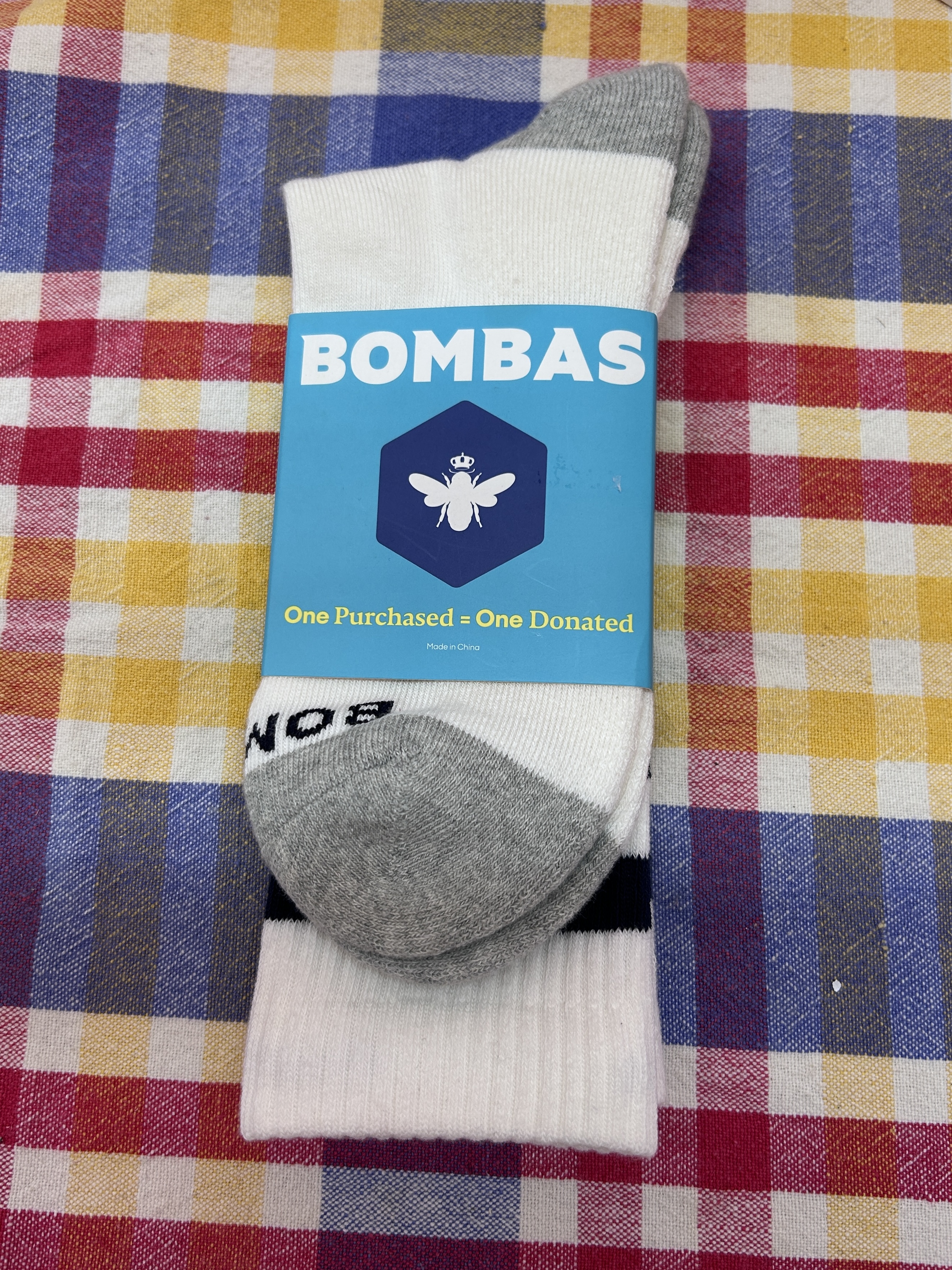 Bombas Black Stripes Calf/CrewSocks Size Large