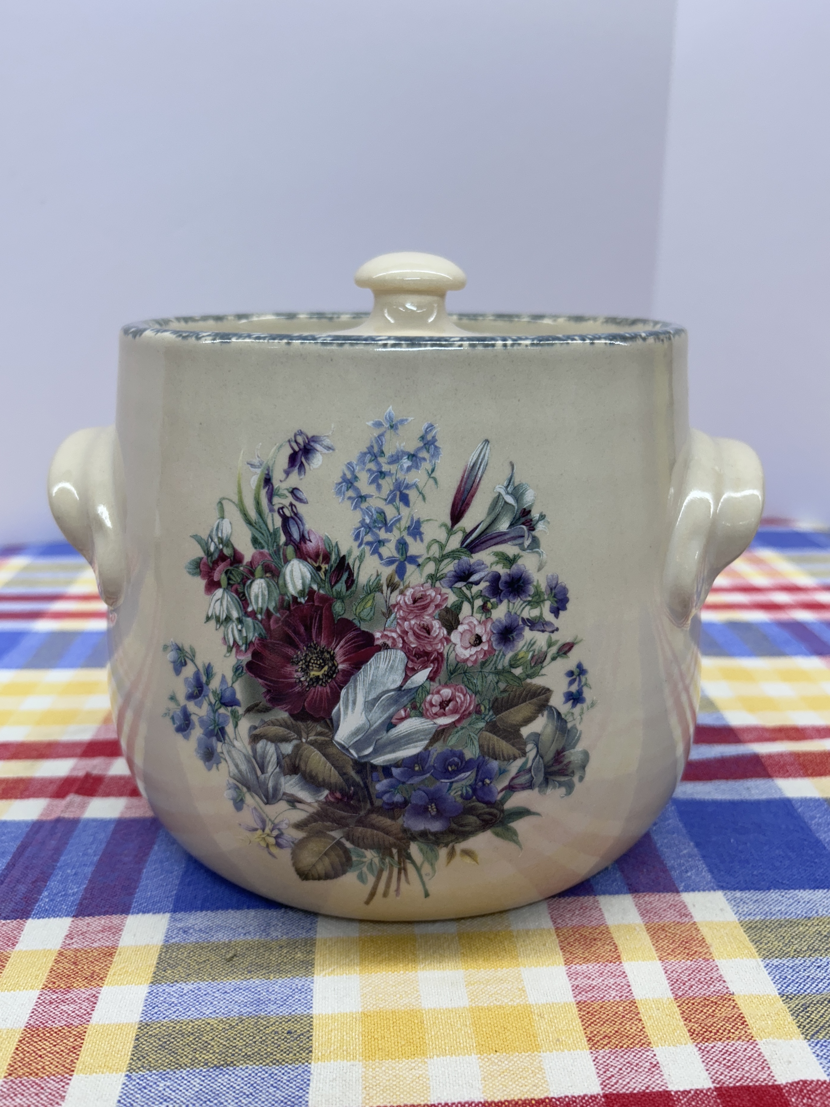 Home & Garden Party Stoneware Floral Crock with Lid (2002)