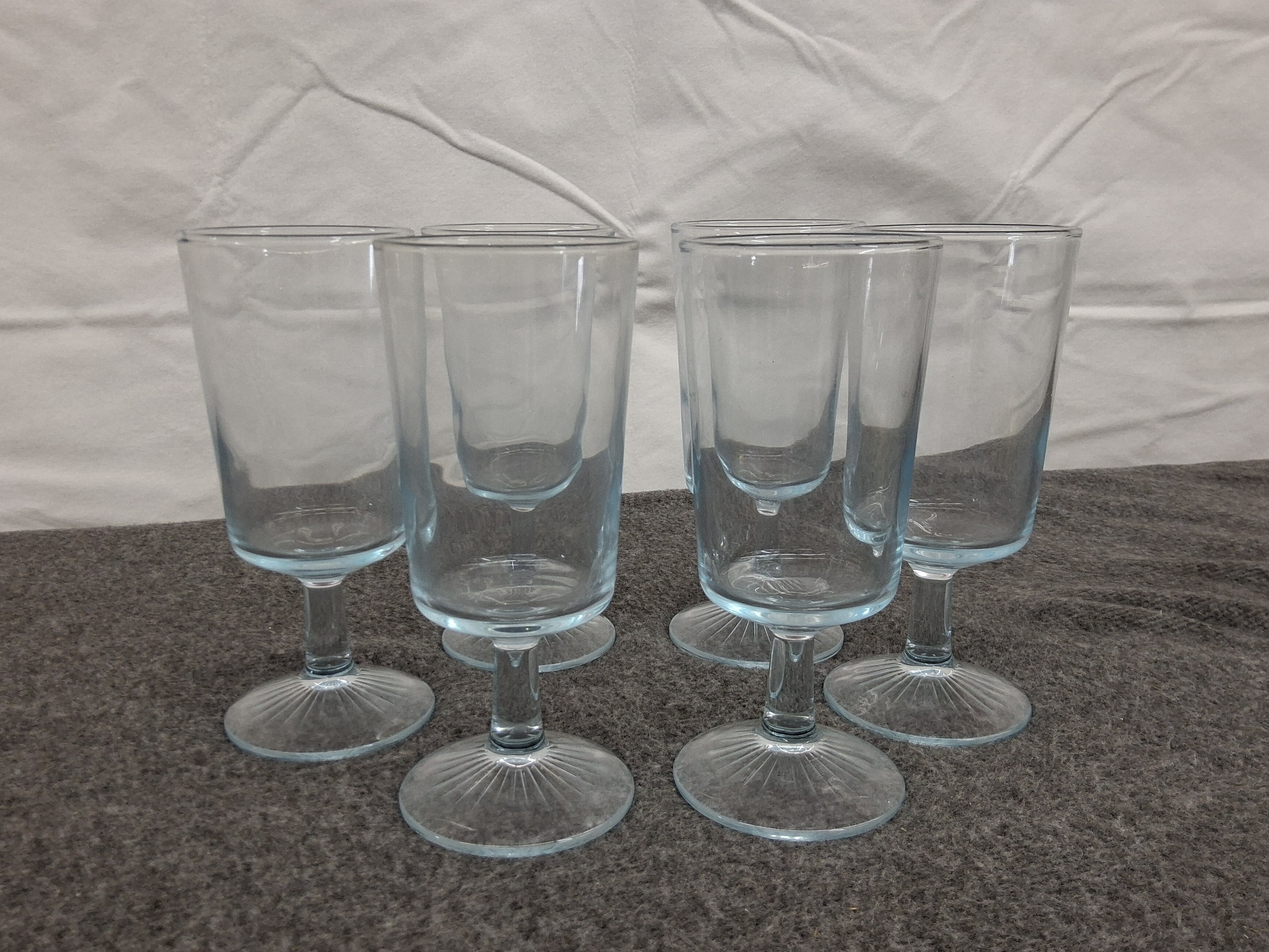 Set of 6 Vintage Light Blue Pedestal Water Goblets