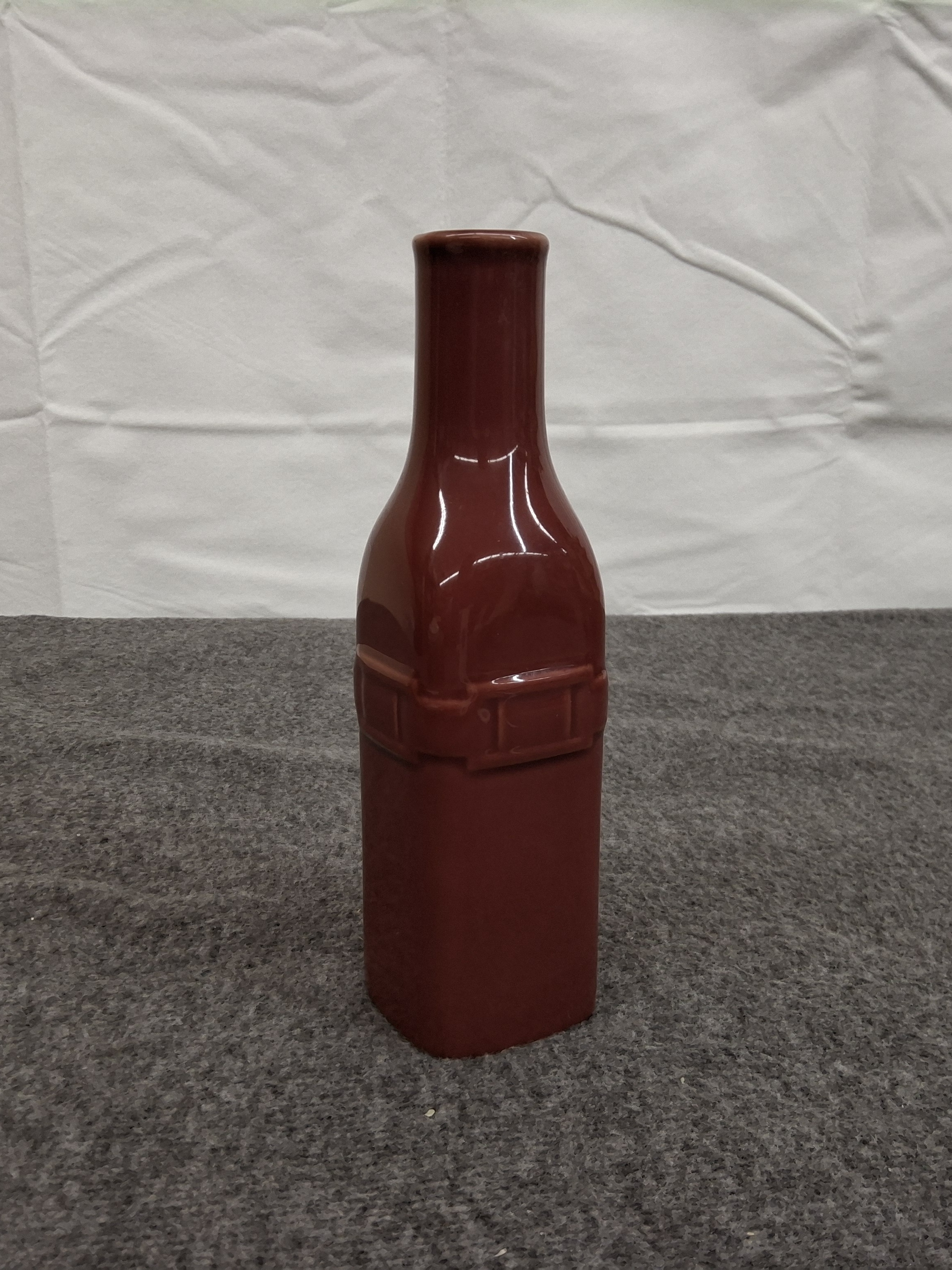 Longaberger Burgundy Pottery Bottle Vase – Belted Design