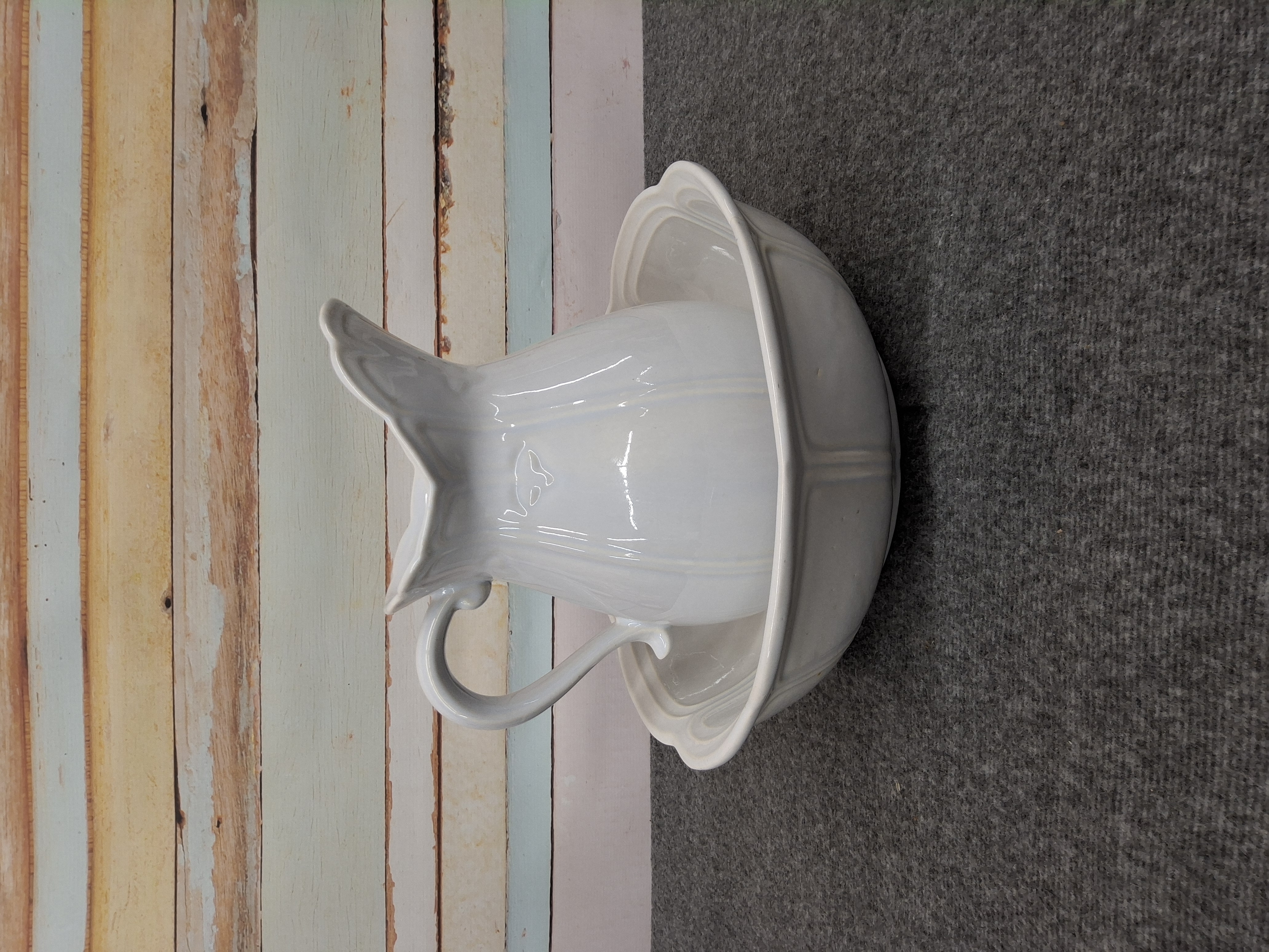 Vintage Set of 2 McCoy Pitcher & Bowl Set Light Blueish Gray