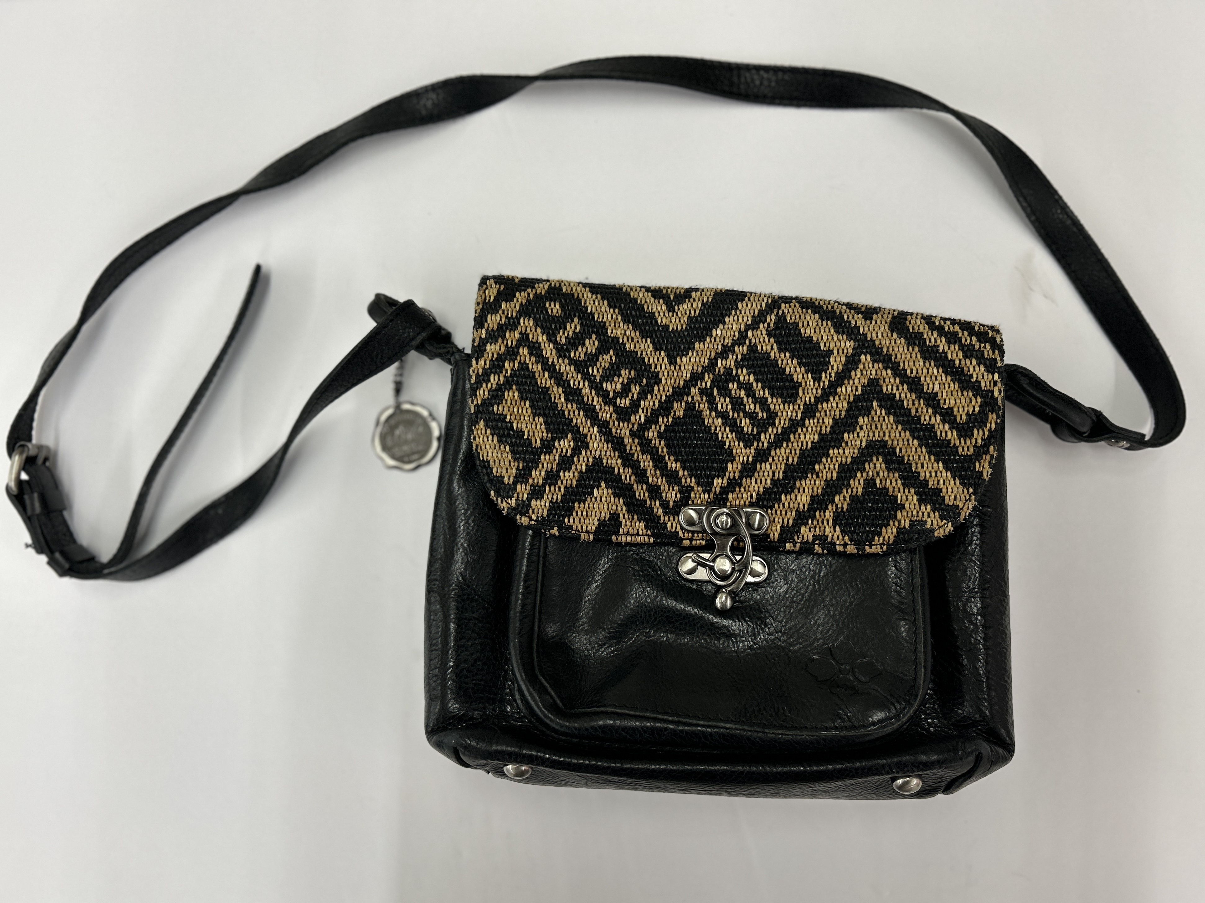 Patricia Nash Leandra Black Tan Woven Crossbody Shoulder Bag