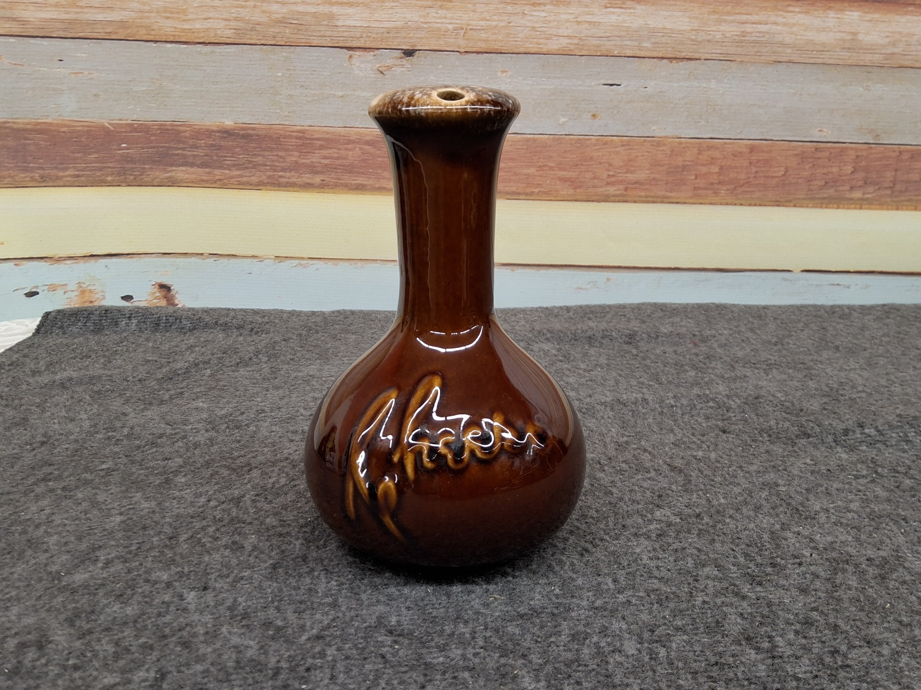 Vintage Brown Drip Glaze Stoneware Cheese Bottle with Cork