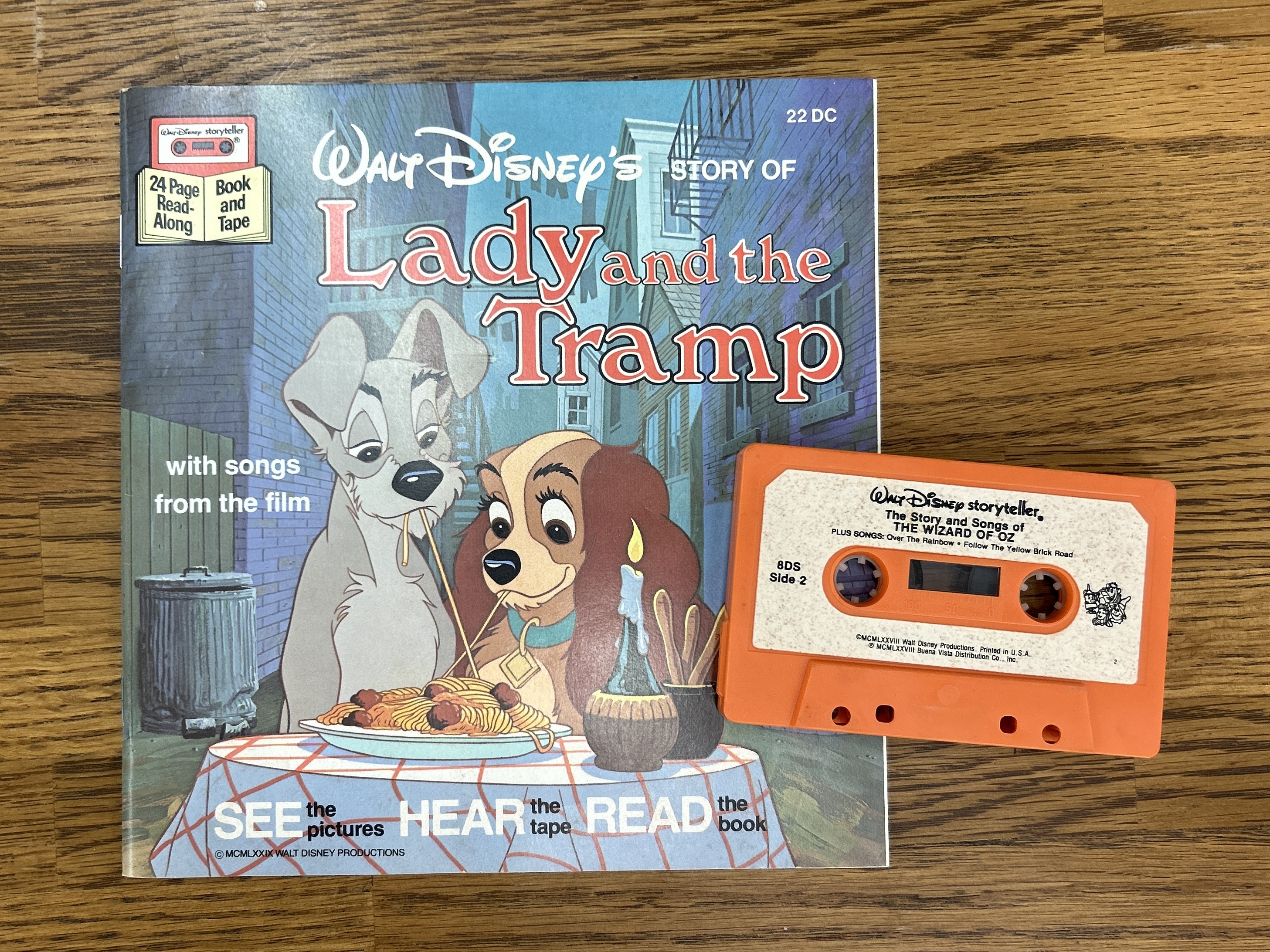 Vintage Walt Disney Lady & The Tramp Story Book & Tape Set 1980s