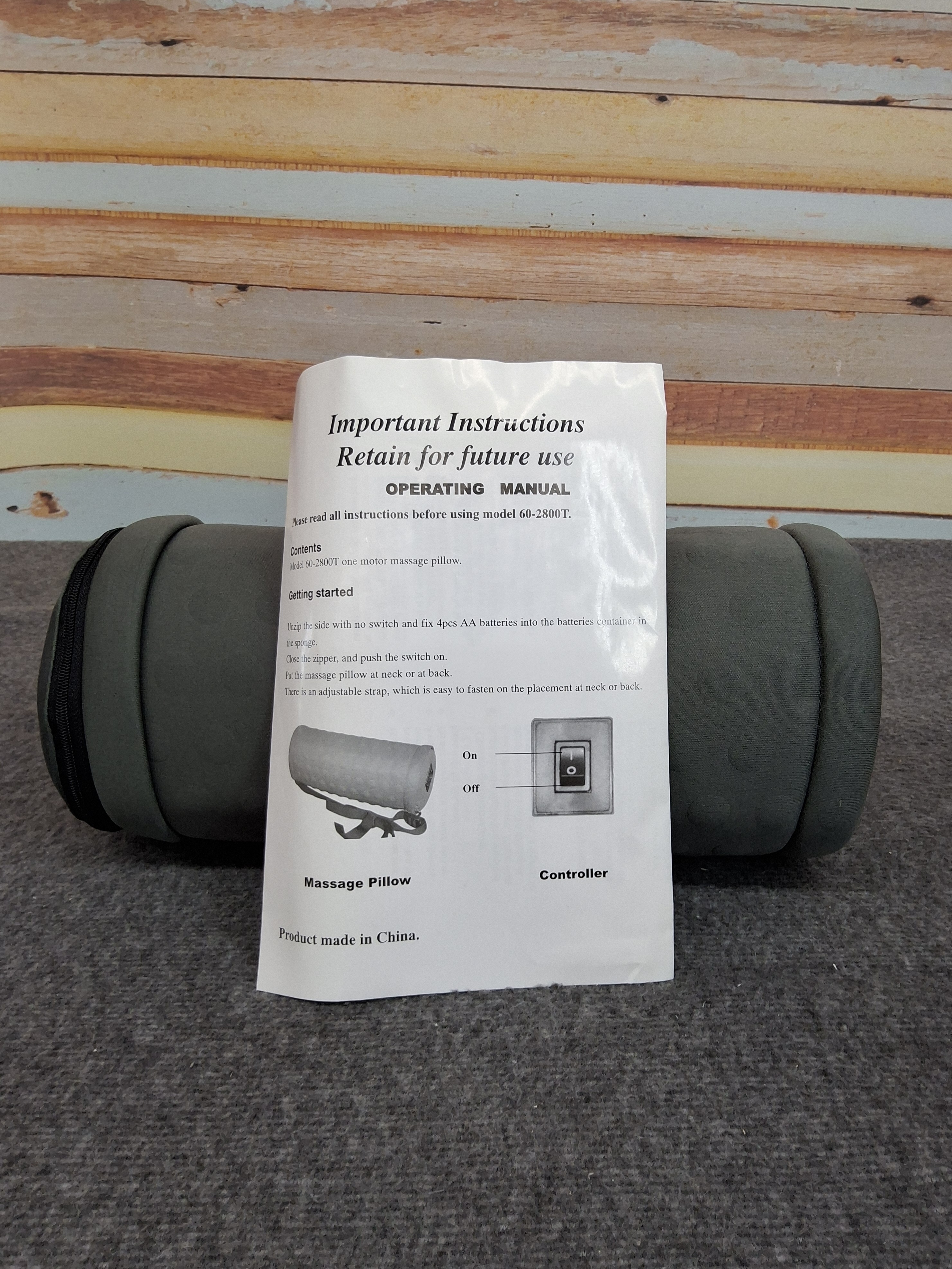 Portable Battery-Operated Massage Pillow – Gray