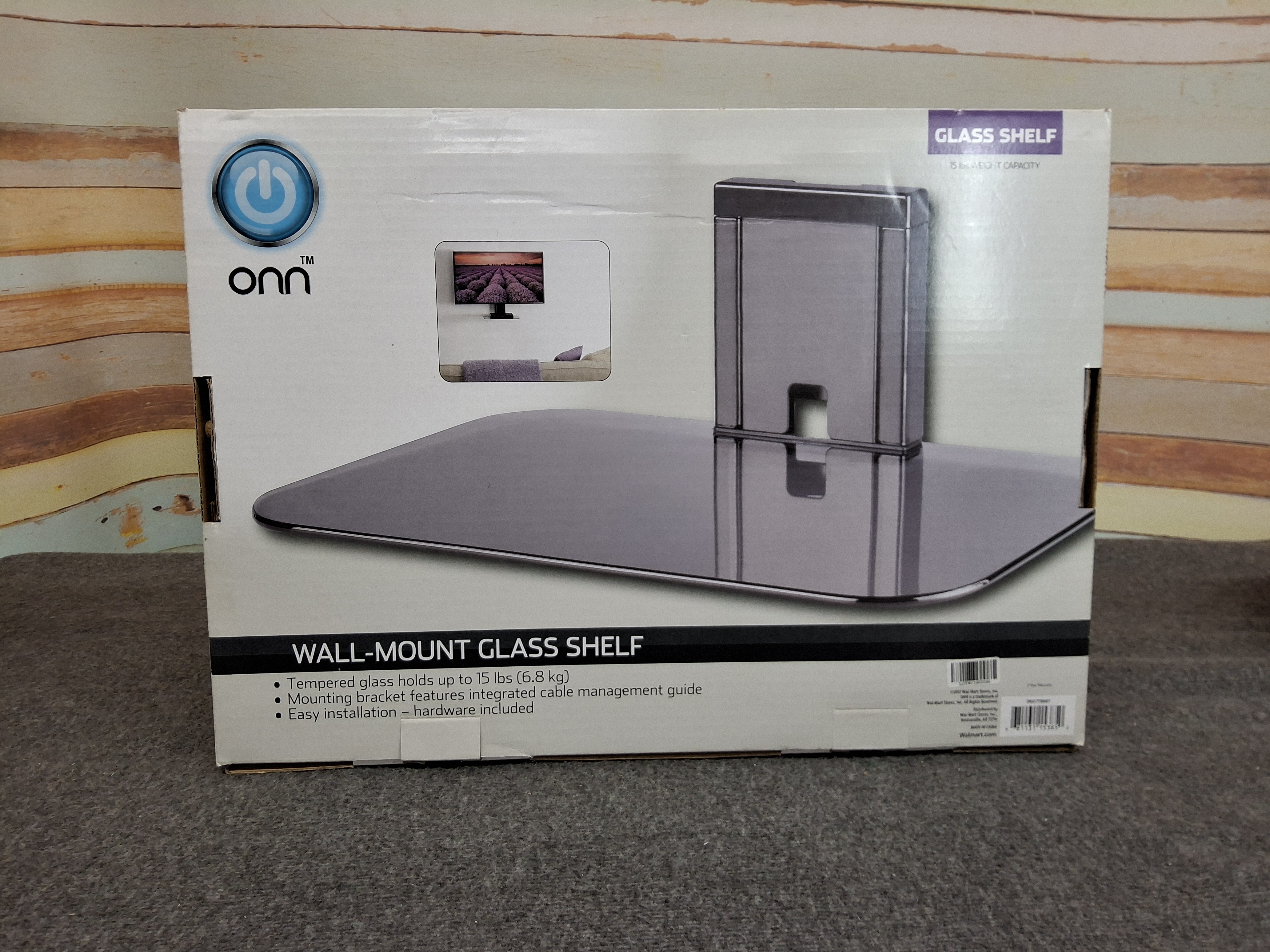 Onn Wall-Mount Glass Shelf – 15 lb Capacity