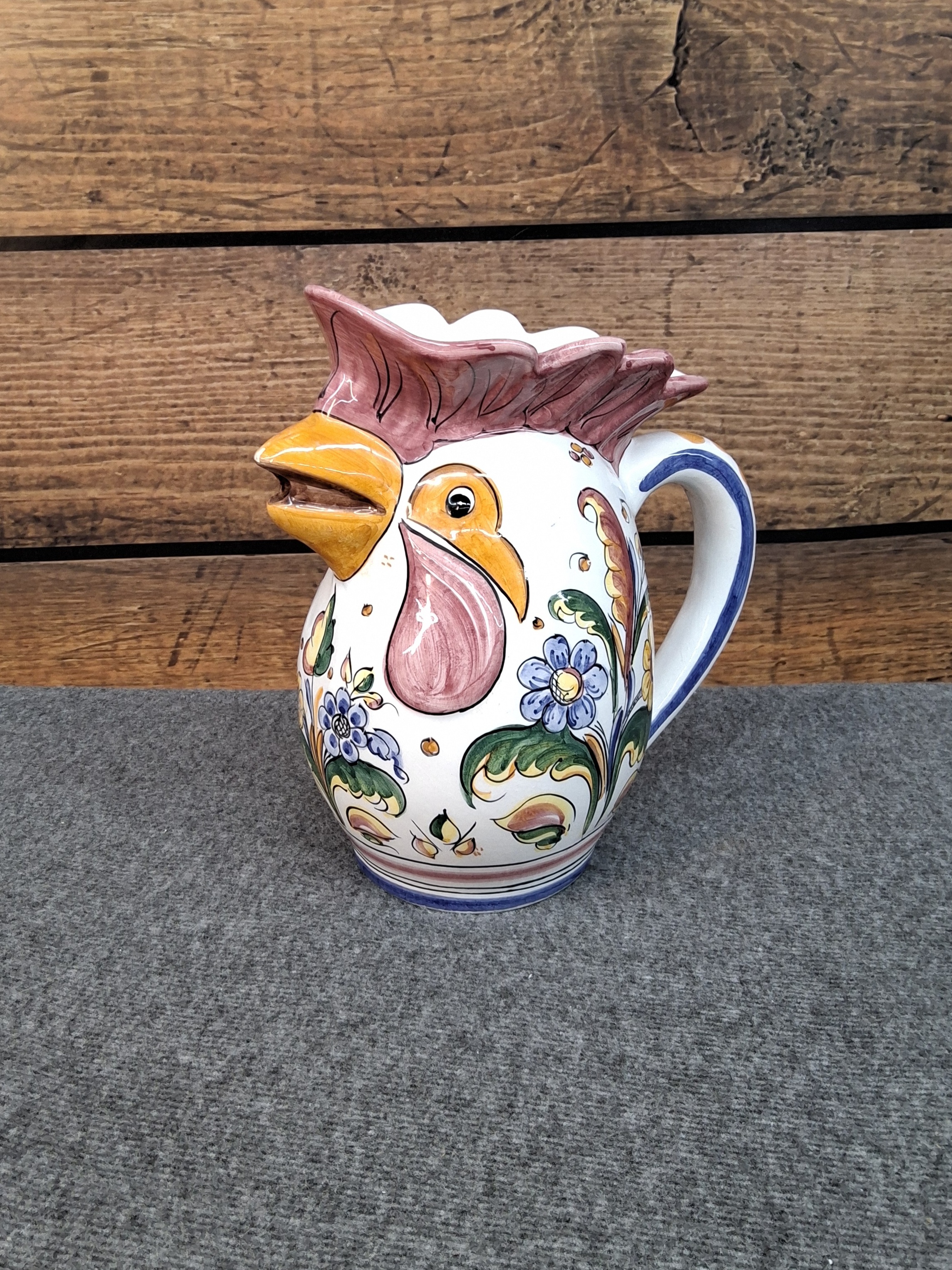 Hand-Painted Tierra Fina Rooster Pitcher – Made in Spain
