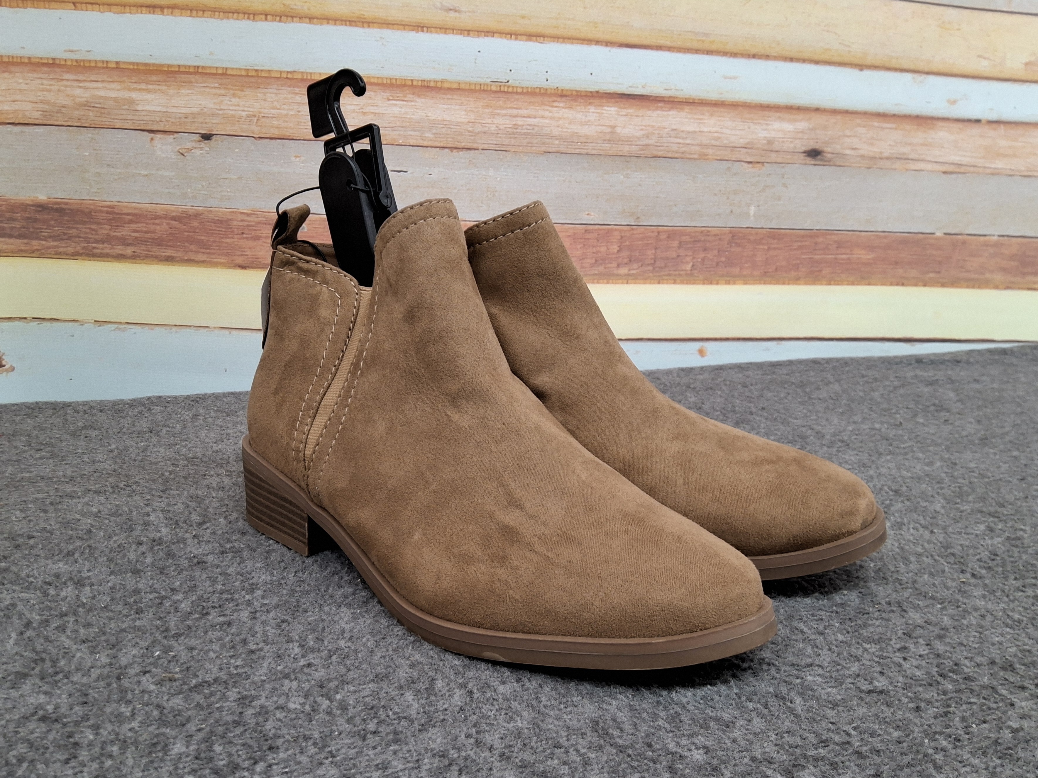 Time and Tru Tan Suede-Look Ankle Boots – Women’s 8W