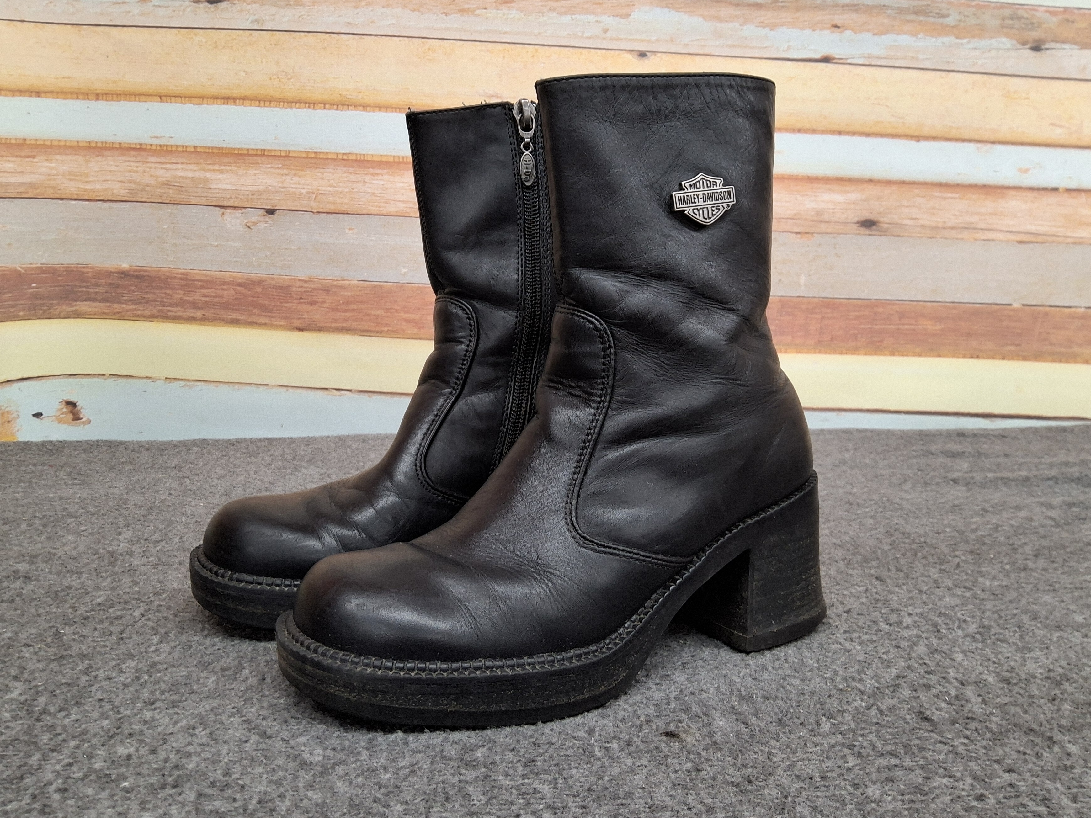 Harley-Davidson Women’s Black Leather Mid-Calf Boots Sixe 5 1/2
