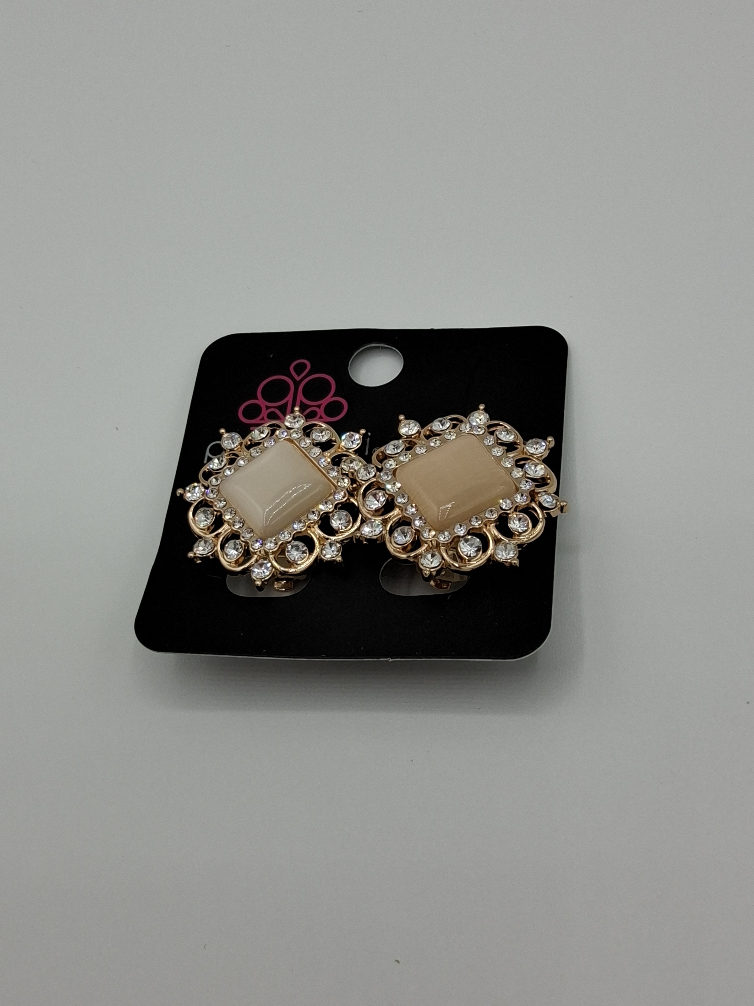 Paparazzi Gold-Tone Clip-On Earrings with Rhinestones