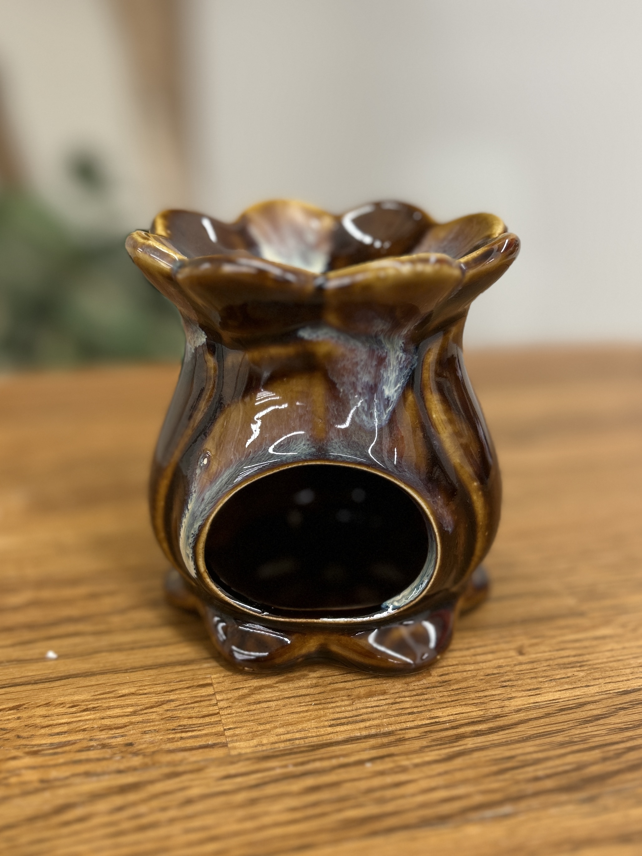 Vintage Brown Drip Glaze Ceramic Oil/Wax Warmer