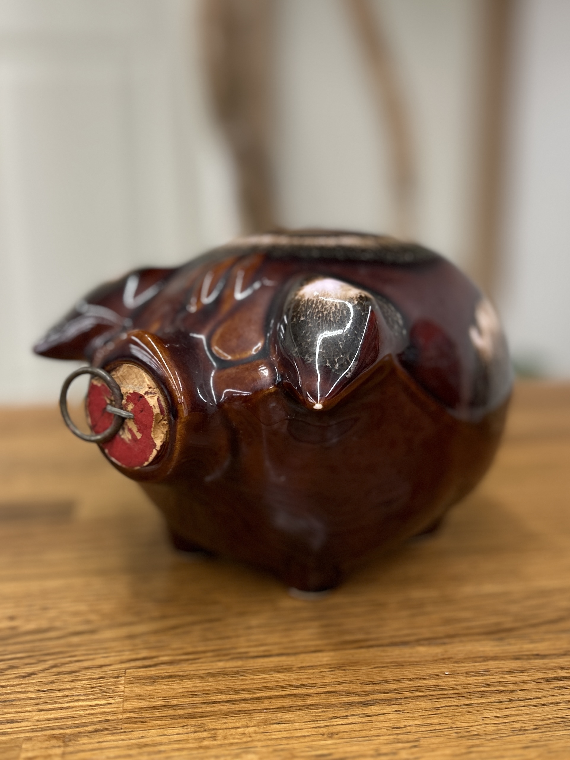 Vintage 1950's Hull Glazed Pottery Corky Pig Piggy Bank